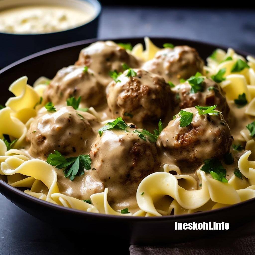 Swedish Meatballs Served With Egg Noodles Ineskohl Kitchen